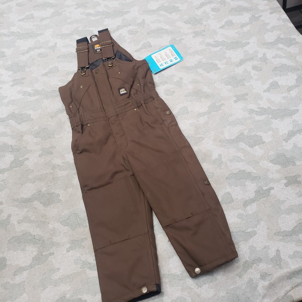 Berne Overalls Bibs Youth 3T Brown Pockets NWT Workwear Insulated